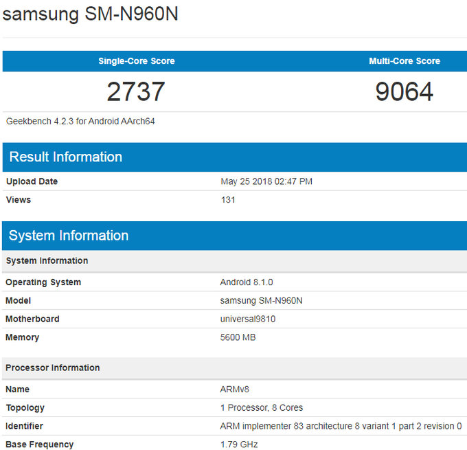samsung galaxy note 9 benchmark